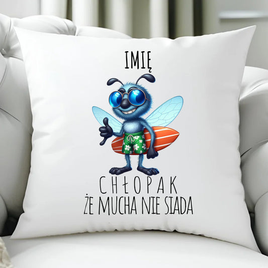 Poduszka - prezent dla chłopaka - Mucha nie siada essa - personalizowana DCH29 - StoryCups.pl