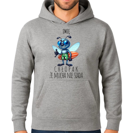 Bluza męska z kapturem - prezent dla chłopaka - Chłopak, że mucha nie siada essa - personalizowana DCH29 - StoryCups.pl