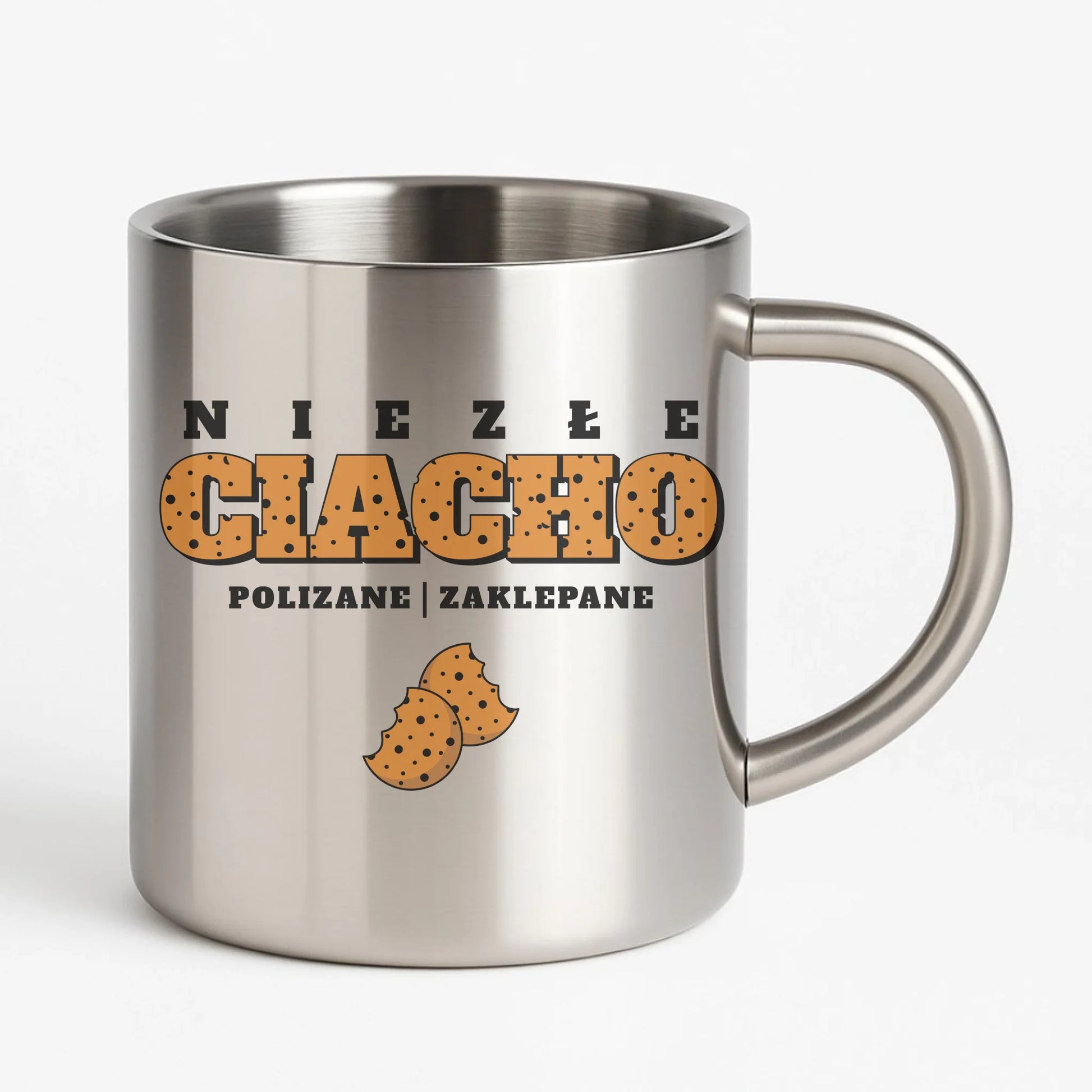 Kubek metalowy - prezent dla chłopaka męża - Niezłe ciacho polizane zaklepane DCH30 - StoryCups.pl