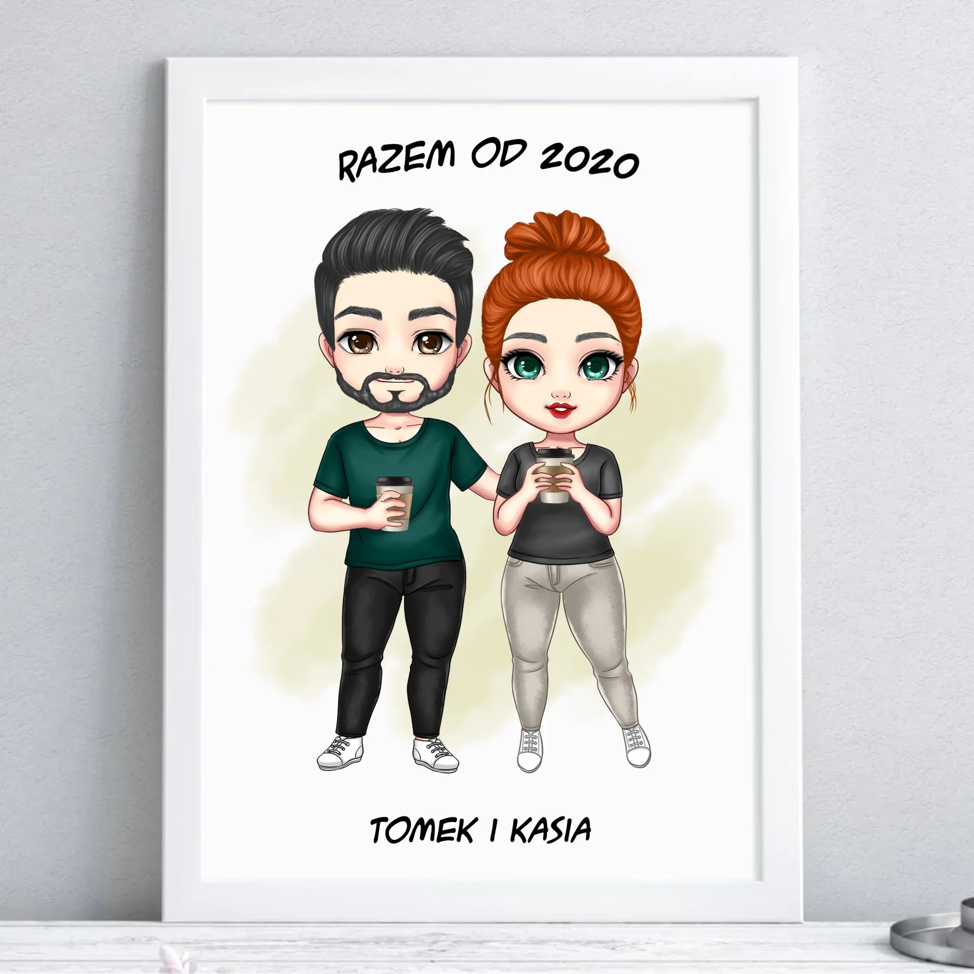 Plakat w ramie - prezent dla par zakochanych - personalizowany W01 - StoryCups.pl