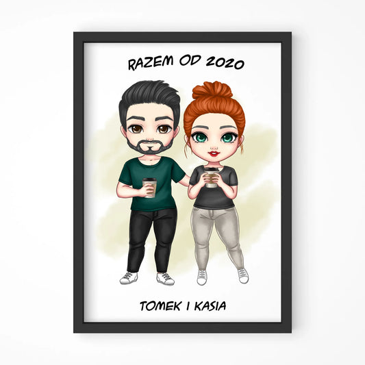Plakat w ramie - prezent dla par zakochanych - personalizowany W01 - StoryCups.pl