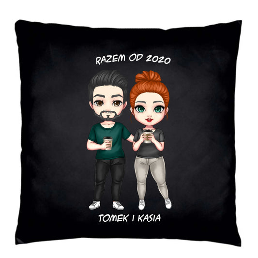 Poduszka dekoracyjna - prezent dla par zakochanych - personalizowana W01 - StoryCups.pl