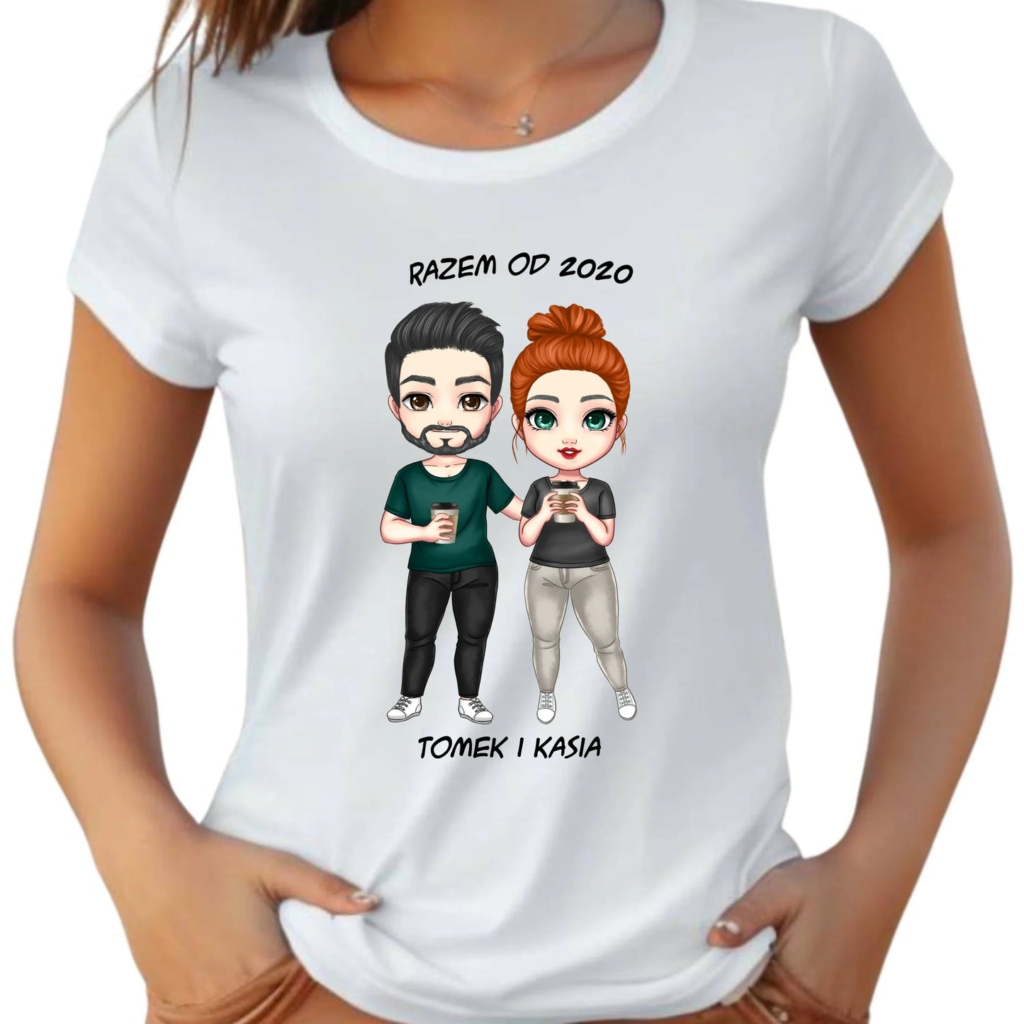 Koszulka damska dla par - prezent dla dziewczyny narzeczonej żony - personalizowana W01 - StoryCups.pl
