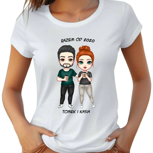 Koszulka damska dla par - prezent dla dziewczyny narzeczonej żony - personalizowana W01 - StoryCups.pl