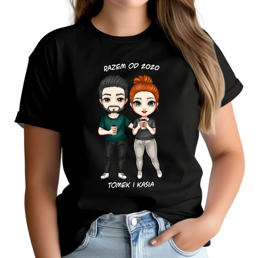 Koszulka damska dla par - prezent dla dziewczyny narzeczonej żony - personalizowana W01 - StoryCups.pl