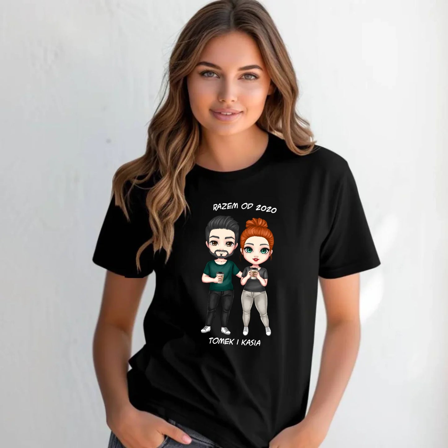 Koszulka damska dla par - prezent dla dziewczyny narzeczonej żony - personalizowana W01 - StoryCups.pl