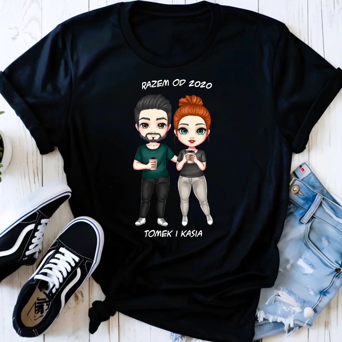 Koszulka damska dla par - prezent dla dziewczyny narzeczonej żony - personalizowana W01 - StoryCups.pl