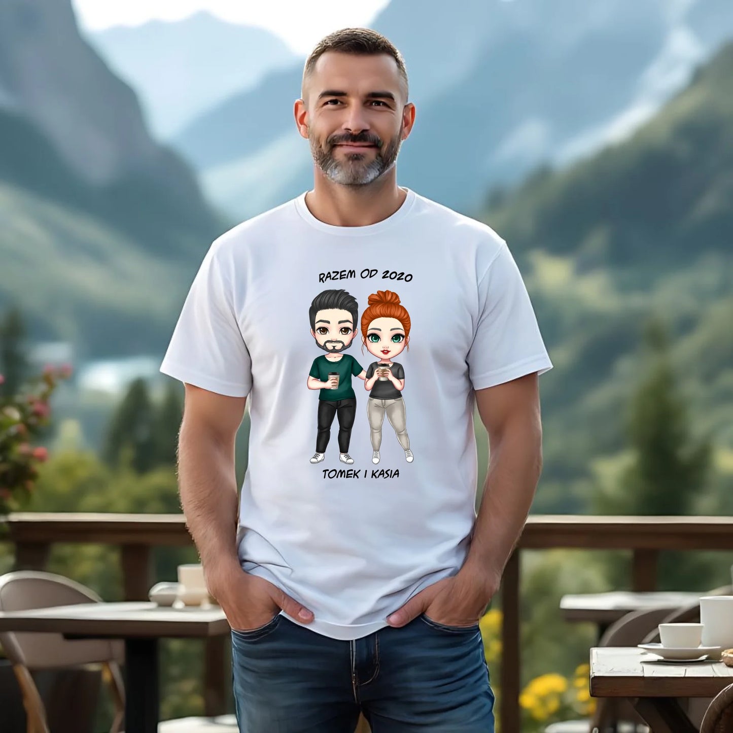 Koszulka męska dla par - prezent dla chłopaka narzeczonego męża - personalizowana W01 - StoryCups.pl