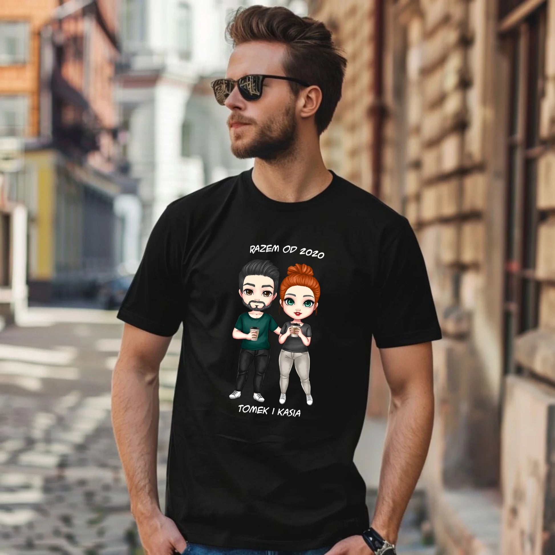 Koszulka męska dla par - prezent dla chłopaka narzeczonego męża - personalizowana W01 - StoryCups.pl