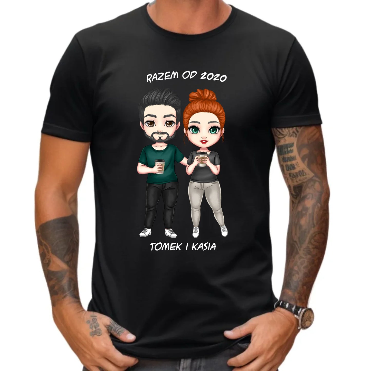 Koszulka męska dla par - prezent dla chłopaka narzeczonego męża - personalizowana W01 - StoryCups.pl