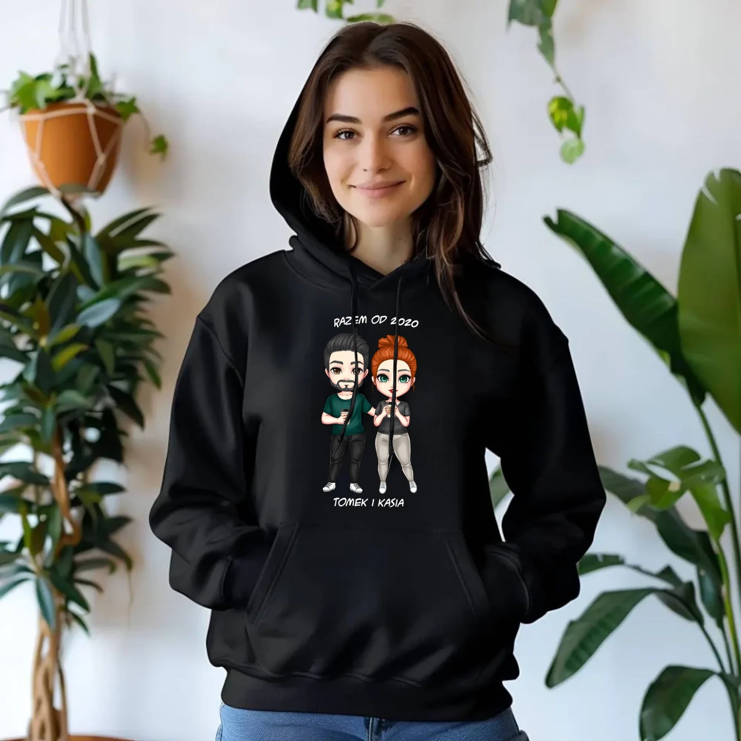 Bluza damska z kapturem dla par - prezent dla dziewczyny narzeczonej żony - personalizowana W01 - StoryCups.pl