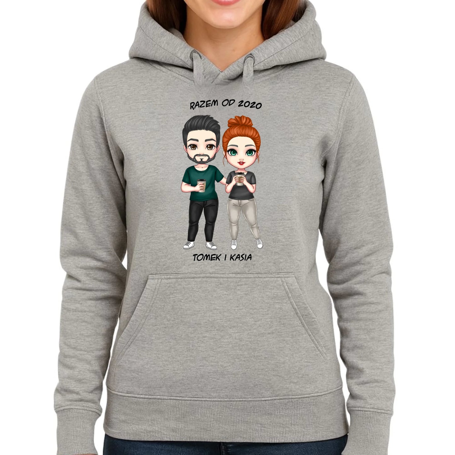 Bluza damska z kapturem dla par - prezent dla dziewczyny narzeczonej żony - personalizowana W01 - StoryCups.pl