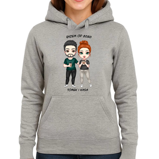 Bluza damska z kapturem dla par - prezent dla dziewczyny narzeczonej żony - personalizowana W01 - StoryCups.pl