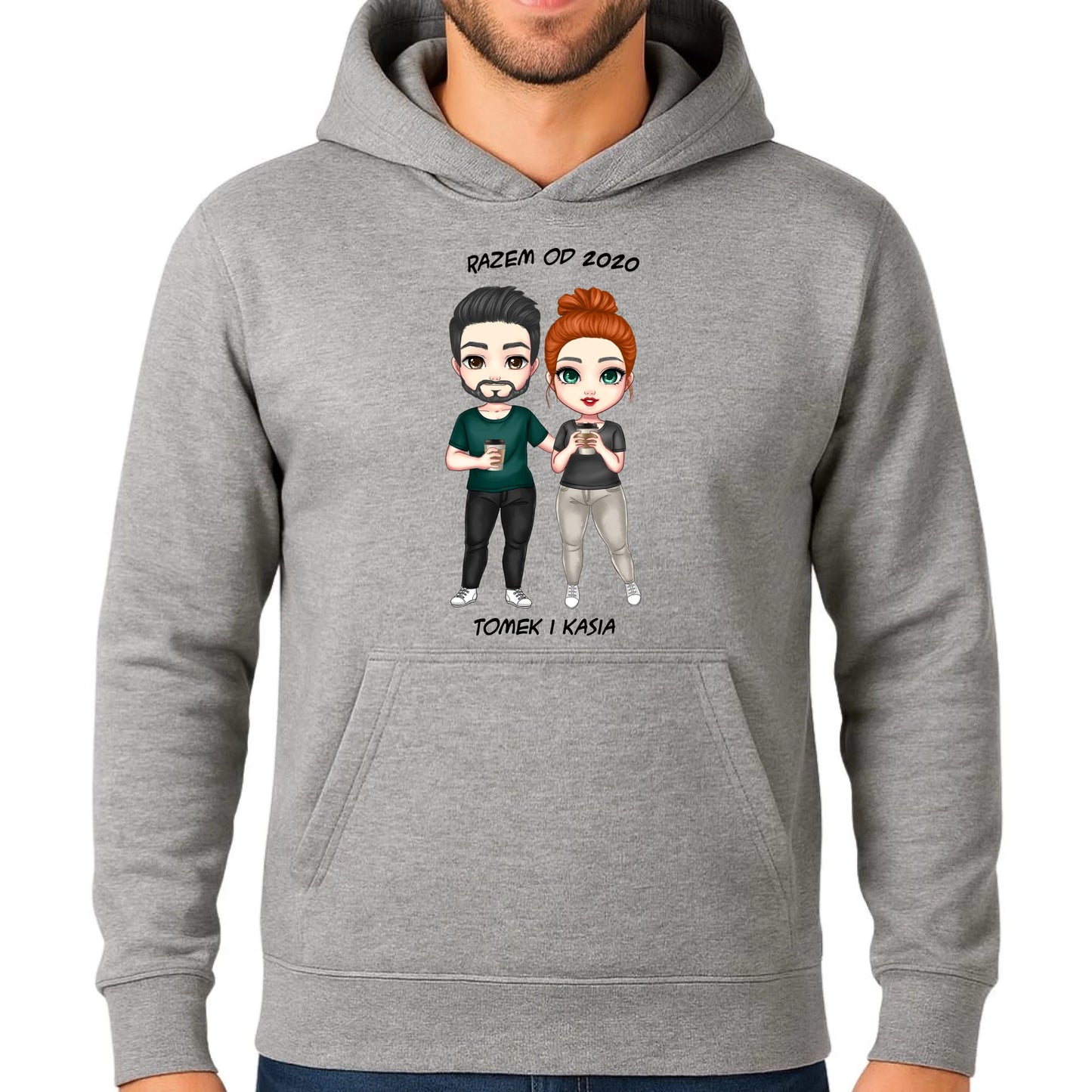 Bluza męska z kapturem dla par - prezent dla chłopaka narzeczonego męża - personalizowana W01 - StoryCups.pl
