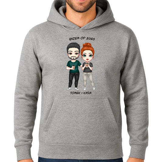 Bluza męska z kapturem dla par - prezent dla chłopaka narzeczonego męża - personalizowana W01 - StoryCups.pl