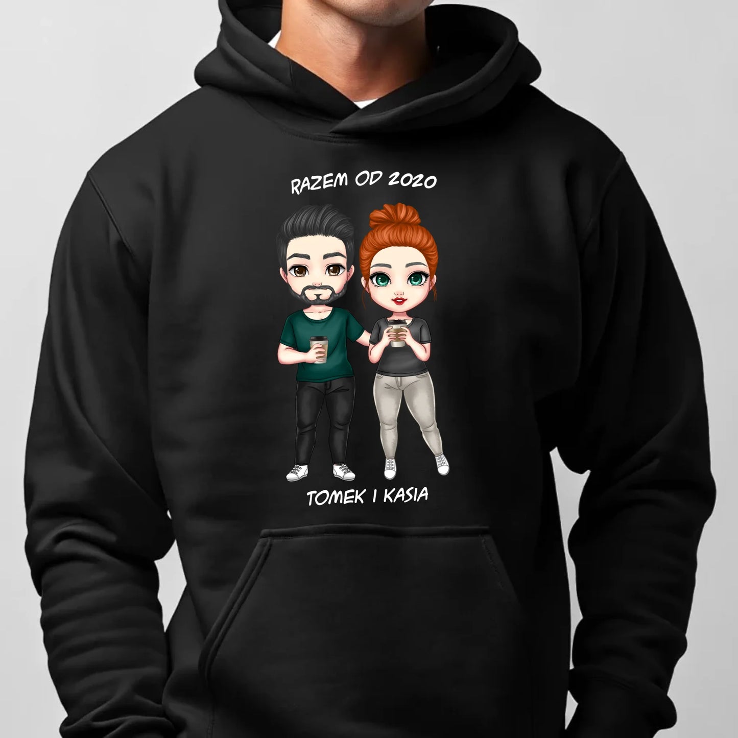 Bluza męska z kapturem dla par - prezent dla chłopaka narzeczonego męża - personalizowana W01 - StoryCups.pl