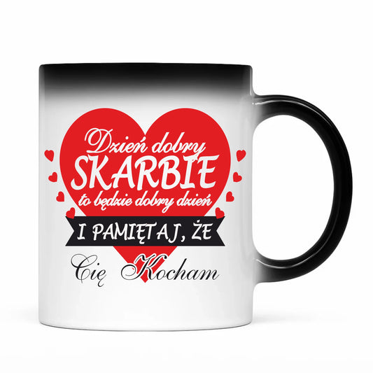 Kubek magiczny - prezent dla par - Dzień dobry Skarbie W02 - StoryCups.pl