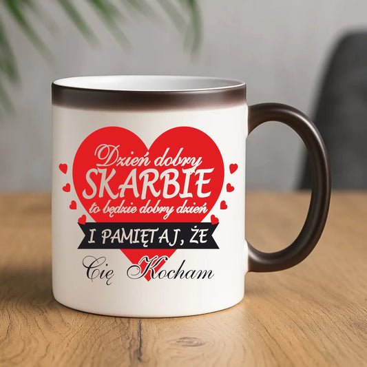 Kubek magiczny - prezent dla par - Dzień dobry Skarbie W02 - StoryCups.pl