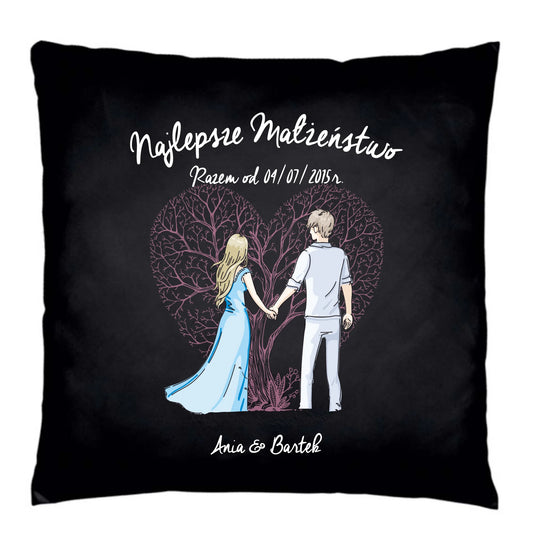 Poduszka dekoracyjna - prezent dla żony i męża Rocznica Ślubu - Najlepsze małżeństwo - personalizowana W03 - StoryCups.pl