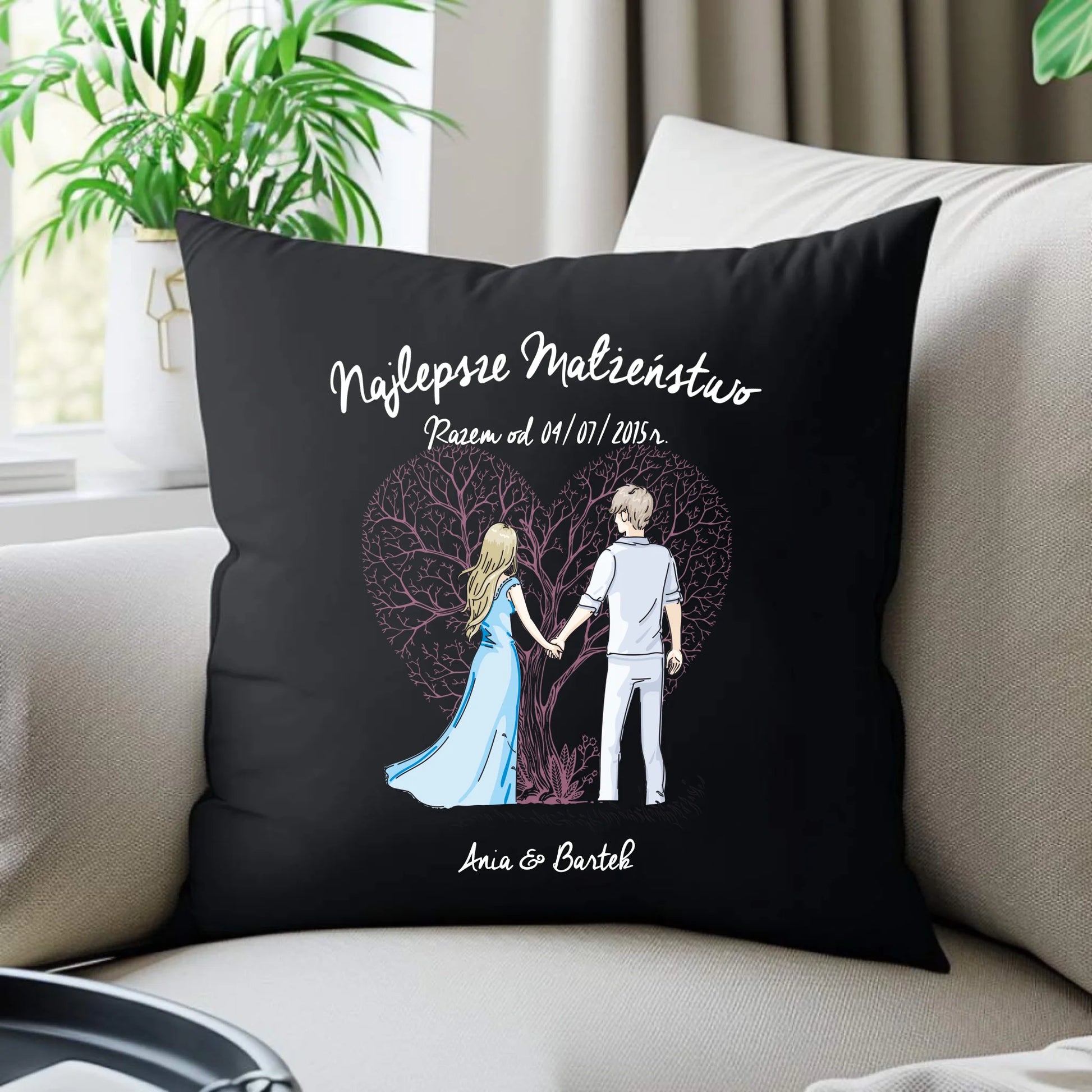 Poduszka dekoracyjna - prezent dla żony i męża Rocznica Ślubu - Najlepsze małżeństwo - personalizowana W03 - StoryCups.pl
