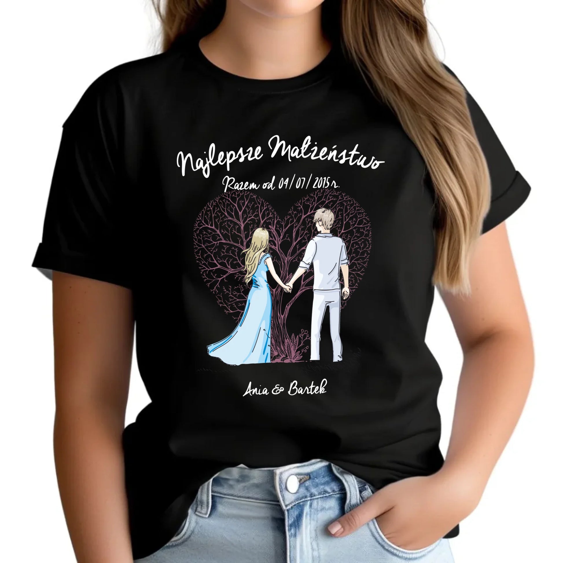 Koszulka damska - prezent dla żony Rocznica Ślubu - Najlepsze małżeństwo - personalizowana W03 - StoryCups.pl