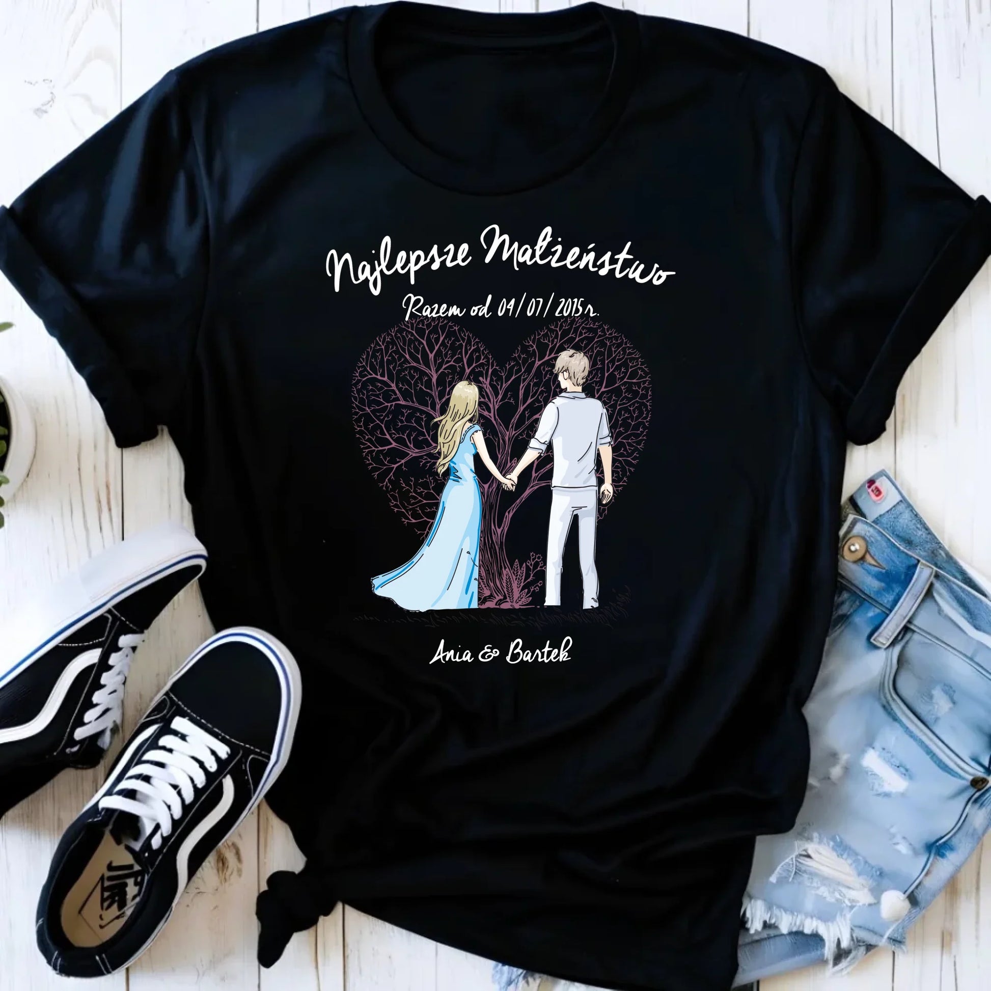 Koszulka damska - prezent dla żony Rocznica Ślubu - Najlepsze małżeństwo - personalizowana W03 - StoryCups.pl