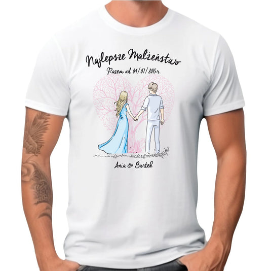 Koszulka męska - prezent dla męża Rocznica Ślubu - Najlepsze małżeństwo - personalizowana W03 - StoryCups.pl
