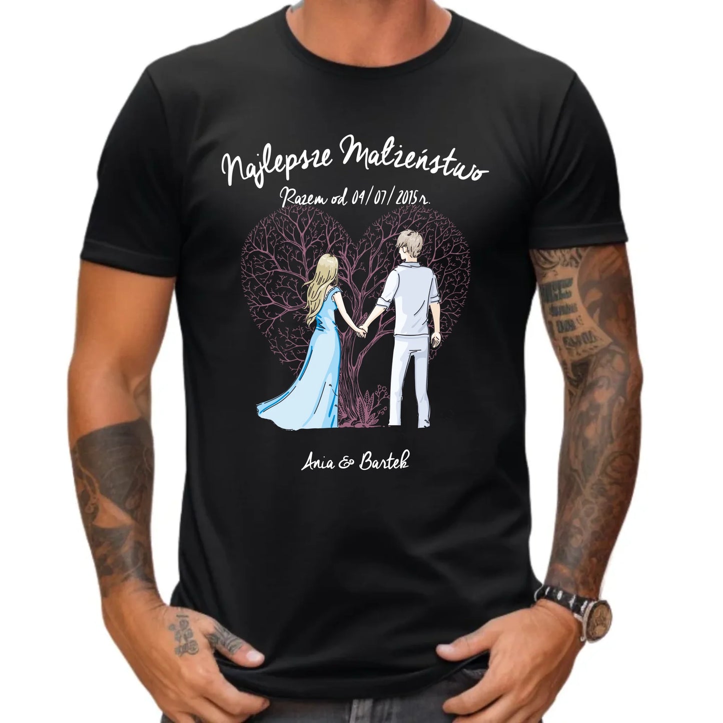 Koszulka męska - prezent dla męża Rocznica Ślubu - Najlepsze małżeństwo - personalizowana W03 - StoryCups.pl