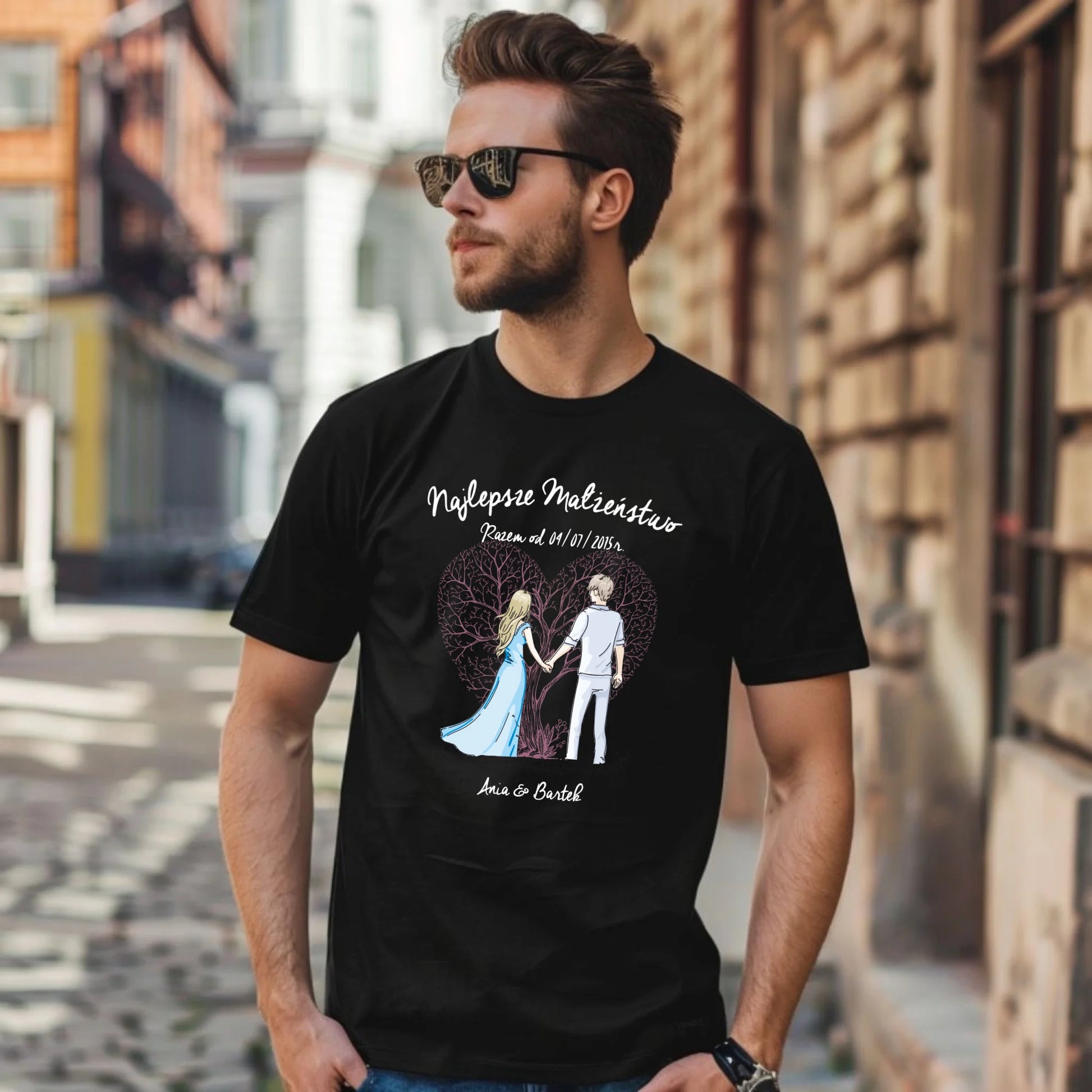 Koszulka męska - prezent dla męża Rocznica Ślubu - Najlepsze małżeństwo - personalizowana W03 - StoryCups.pl