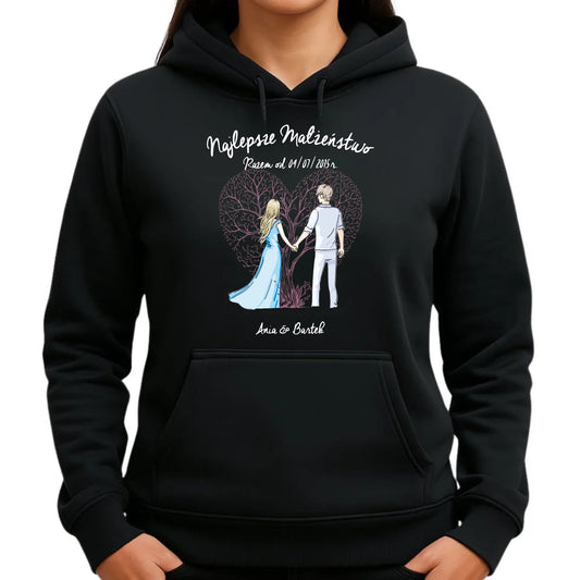 Bluza damska z kapturem - prezent dla żony Rocznica Ślubu - Najlepsze małżeństwo - personalizowana W03 - StoryCups.pl