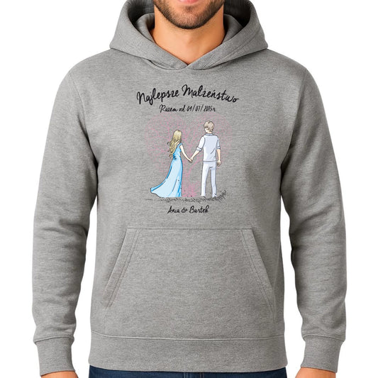 Bluza męska z kapturem - prezent dla męża Rocznica Ślubu - Najlepsze małżeństwo - personalizowana W03 - StoryCups.pl