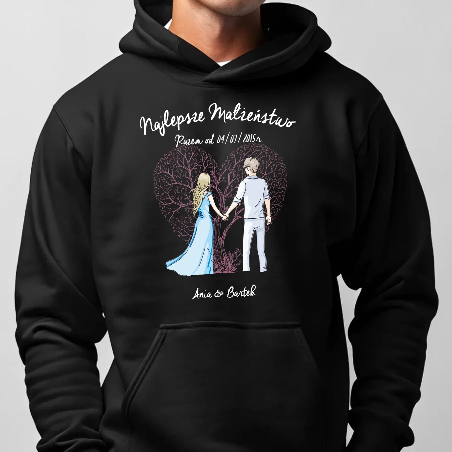 Bluza męska z kapturem - prezent dla męża Rocznica Ślubu - Najlepsze małżeństwo - personalizowana W03 - StoryCups.pl