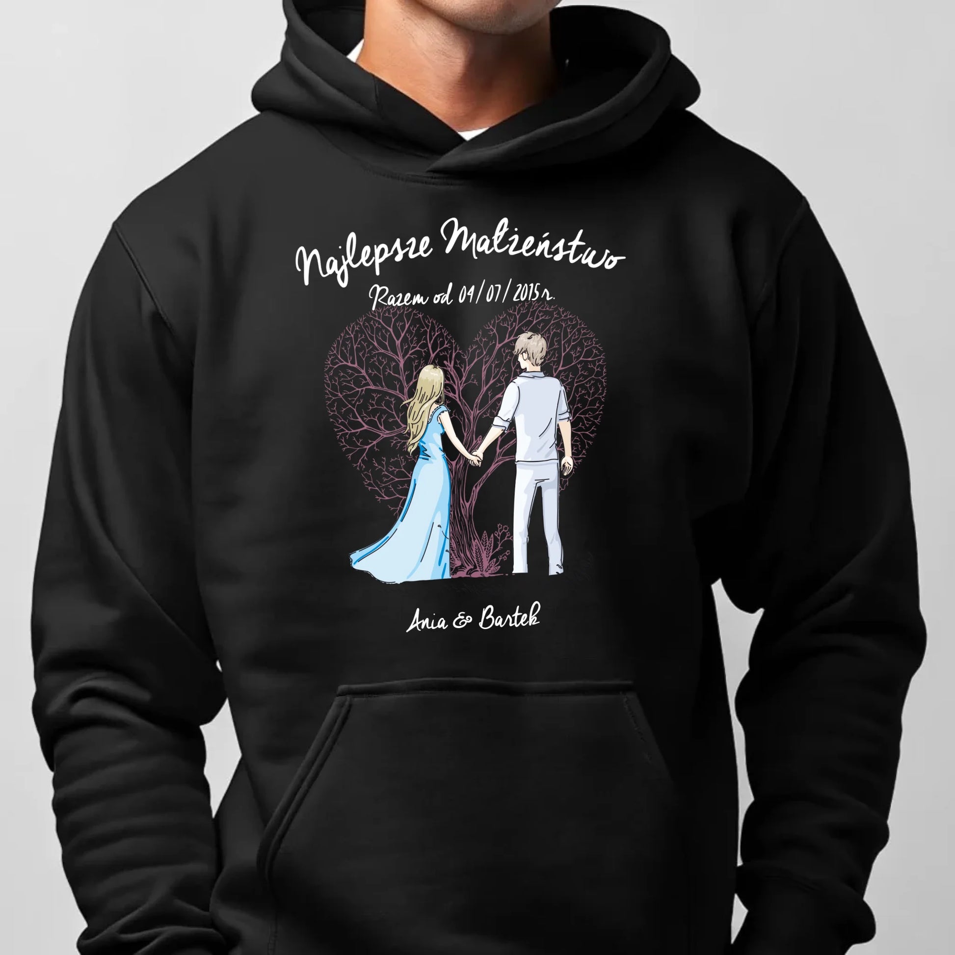 Bluza męska z kapturem - prezent dla męża Rocznica Ślubu - Najlepsze małżeństwo - personalizowana W03 - StoryCups.pl