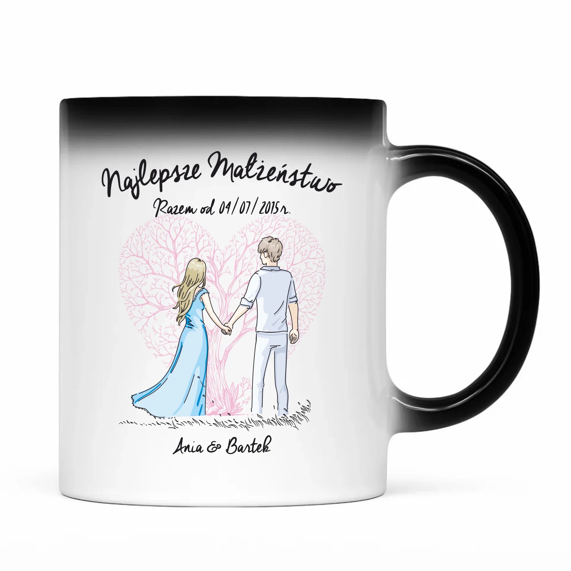 Kubek magiczny - prezent dla żony i męża Rocznica Ślubu - Najlepsze małżeństwo - personalizowany W03 - StoryCups.pl