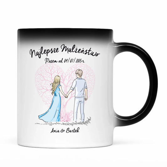 Kubek magiczny - prezent dla żony i męża Rocznica Ślubu - Najlepsze małżeństwo - personalizowany W03 - StoryCups.pl