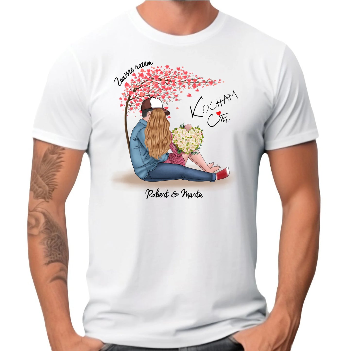 Koszulka męska dla par - prezent dla chłopaka narzeczonego męża - Zawsze razem - personalizowana W04 - StoryCups.pl