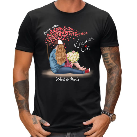 Koszulka męska dla par - prezent dla chłopaka narzeczonego męża - Zawsze razem - personalizowana W04 - StoryCups.pl