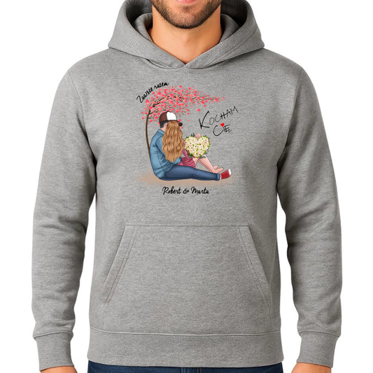 Bluza męska z kapturem dla par - prezent dla chłopaka narzeczonego męża - Zawsze razem - personalizowana W04 - StoryCups.pl