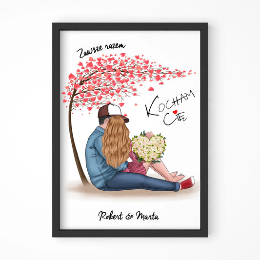 Plakat w ramie - prezent dla par - Zawsze razem - personalizowany W04 - StoryCups.pl
