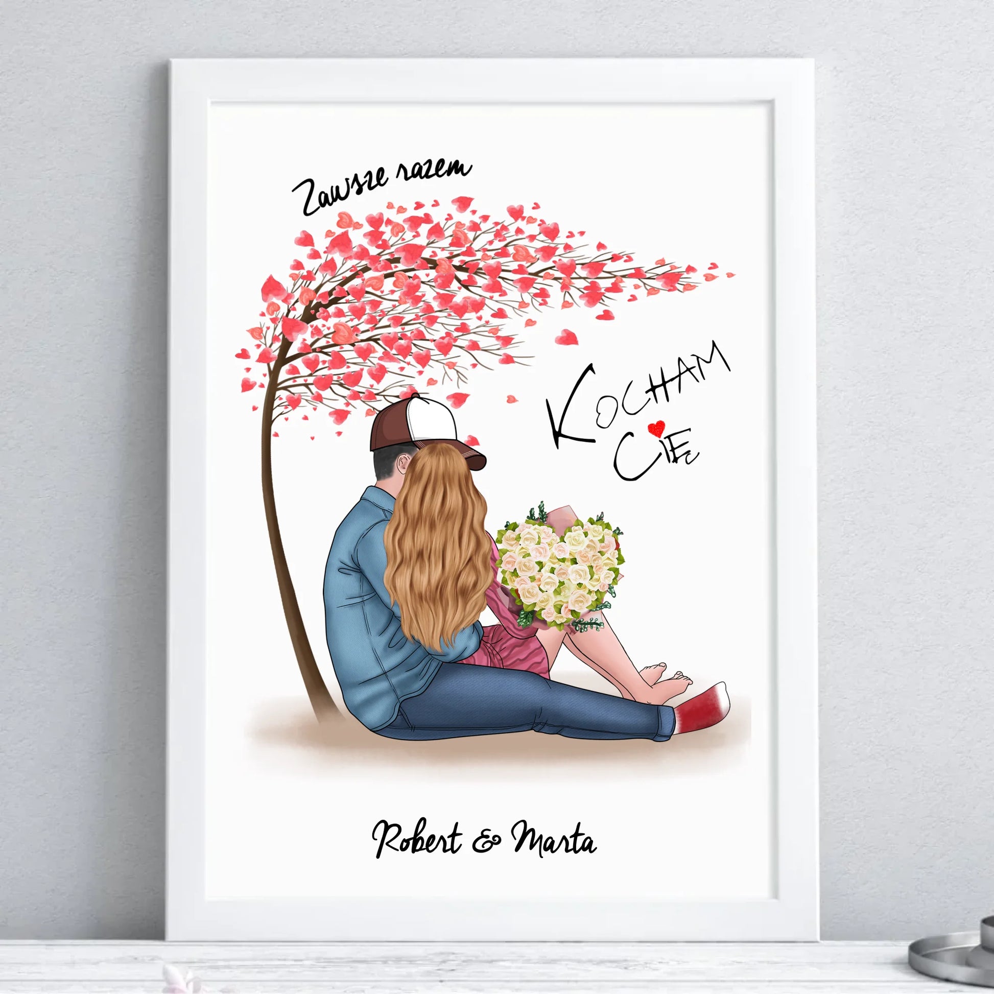 Plakat w ramie - prezent dla par - Zawsze razem - personalizowany W04 - StoryCups.pl