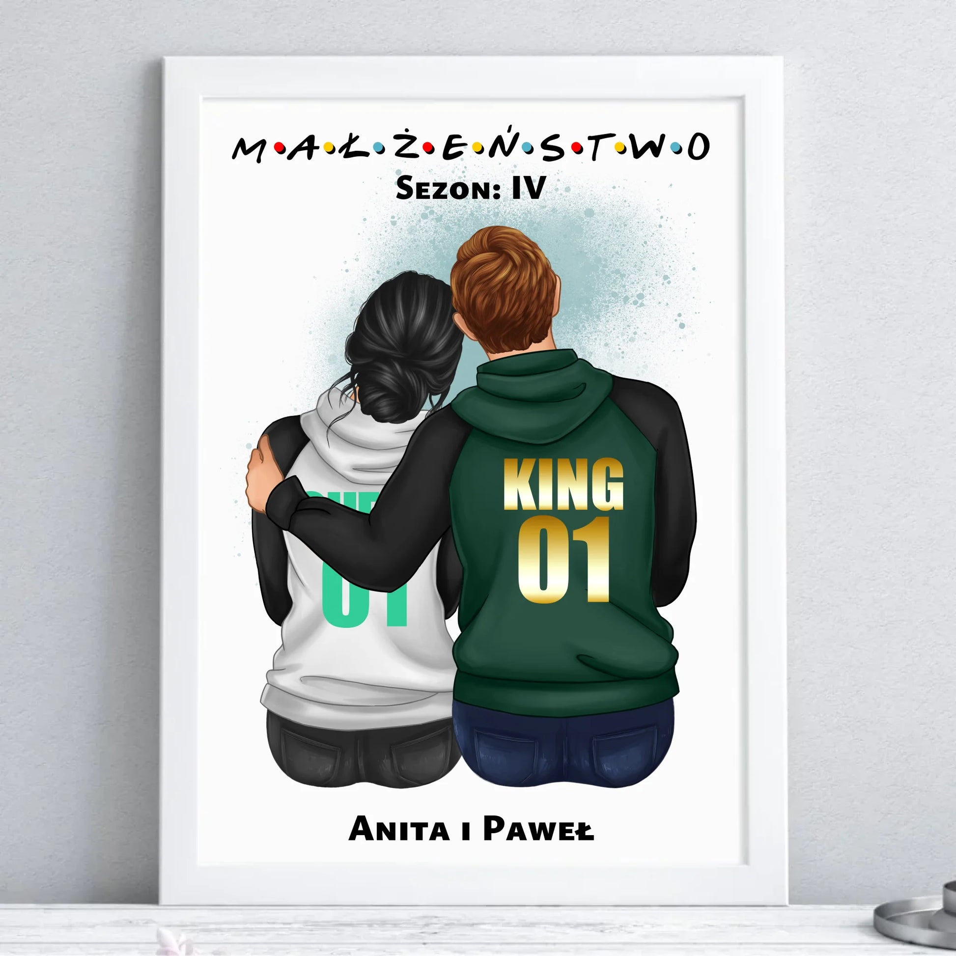 Plakat w ramie - personalizowany prezent dla żony i męża na rocznicę ślubu – Małżeństwo W05 - StoryCups.pl