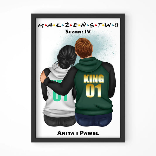 Plakat w ramie - personalizowany prezent dla żony i męża na rocznicę ślubu – Małżeństwo W05 - StoryCups.pl