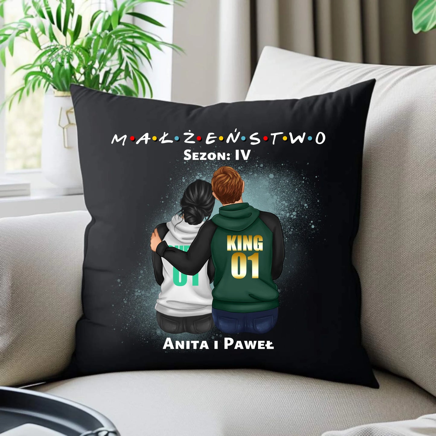 Poduszka dekoracyjna - personalizowany prezent dla żony i męża na rocznicę ślubu – Małżeństwo W05 - StoryCups.pl