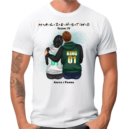Koszulka męska dla par - personalizowany prezent dla męża na rocznicę ślubu – Małżeństwo W05 - StoryCups.pl