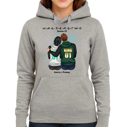 Bluza damska z kapturem dla par - personalizowany prezent dla żony na rocznicę ślubu – Małżeństwo W05 - StoryCups.pl