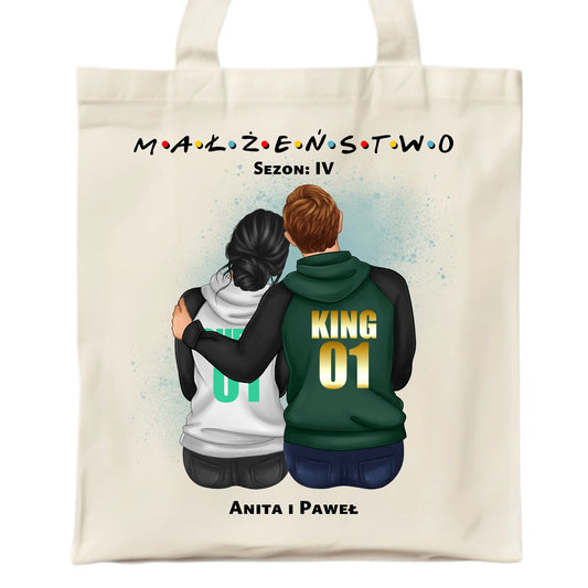 Torba dla par - personalizowany prezent dla żony i męża na rocznicę ślubu – Małżeństwo W05 - StoryCups.pl