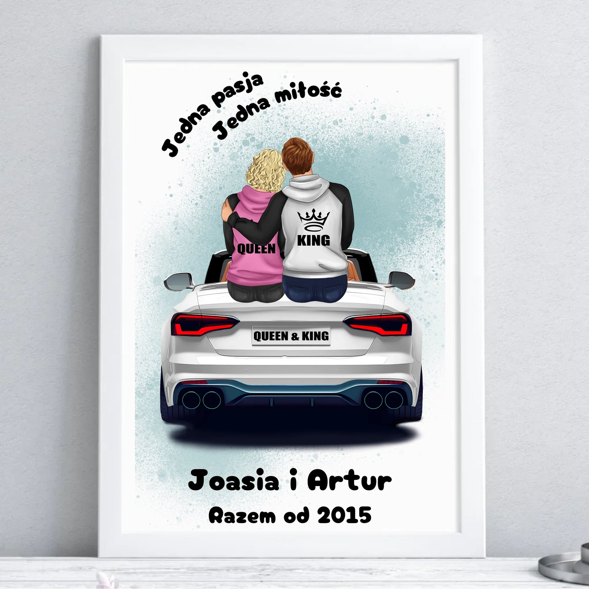 Plakat w ramie dla par - personalizowany prezent dla chłopaka i dziewczyny - Jedna miłość W06 - StoryCups.pl