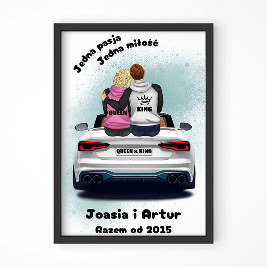 Plakat w ramie dla par - personalizowany prezent dla chłopaka i dziewczyny - Jedna miłość W06 - StoryCups.pl