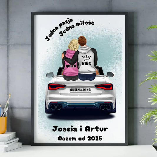 Plakat w ramie dla par - personalizowany prezent dla chłopaka i dziewczyny - Jedna miłość W06 - StoryCups.pl
