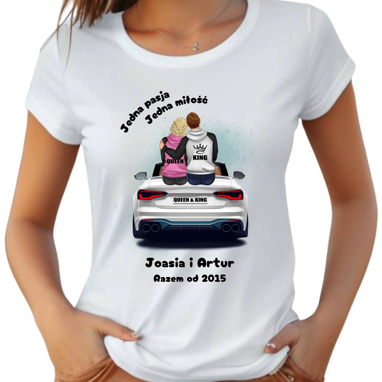 Koszulka damska dla par - personalizowany prezent dla dziewczyny - Jedna miłość W06 - StoryCups.pl